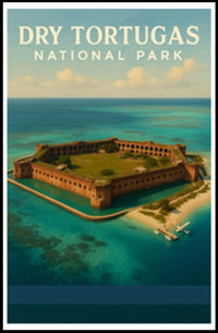 Dry Tortugas Travel Poster Vintage Coastline Print