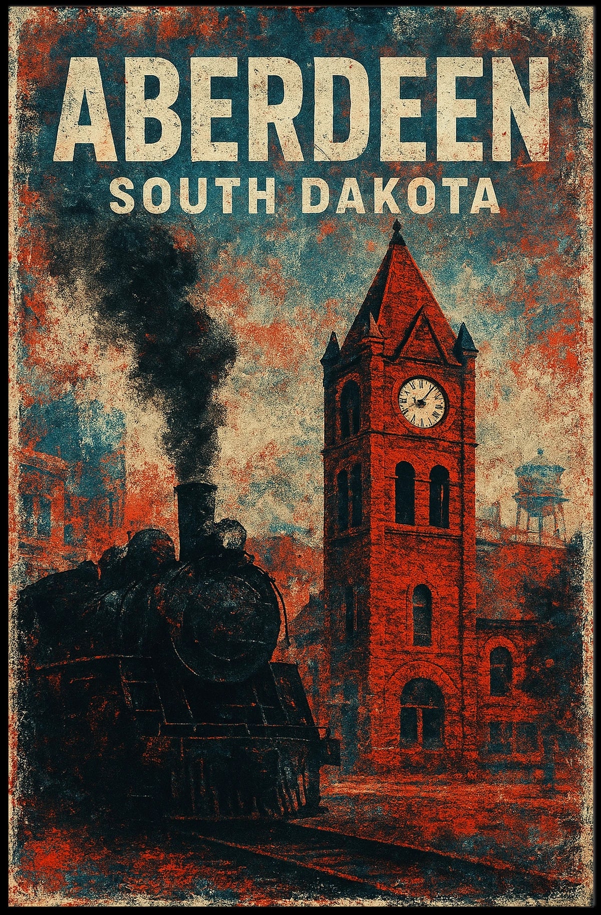 Aberdeen Vintage Travel Retro 80s Wanderlust Poster