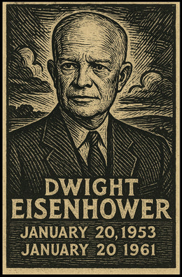 Dwight Eisenhower Vintage Linocut Portrait Poster