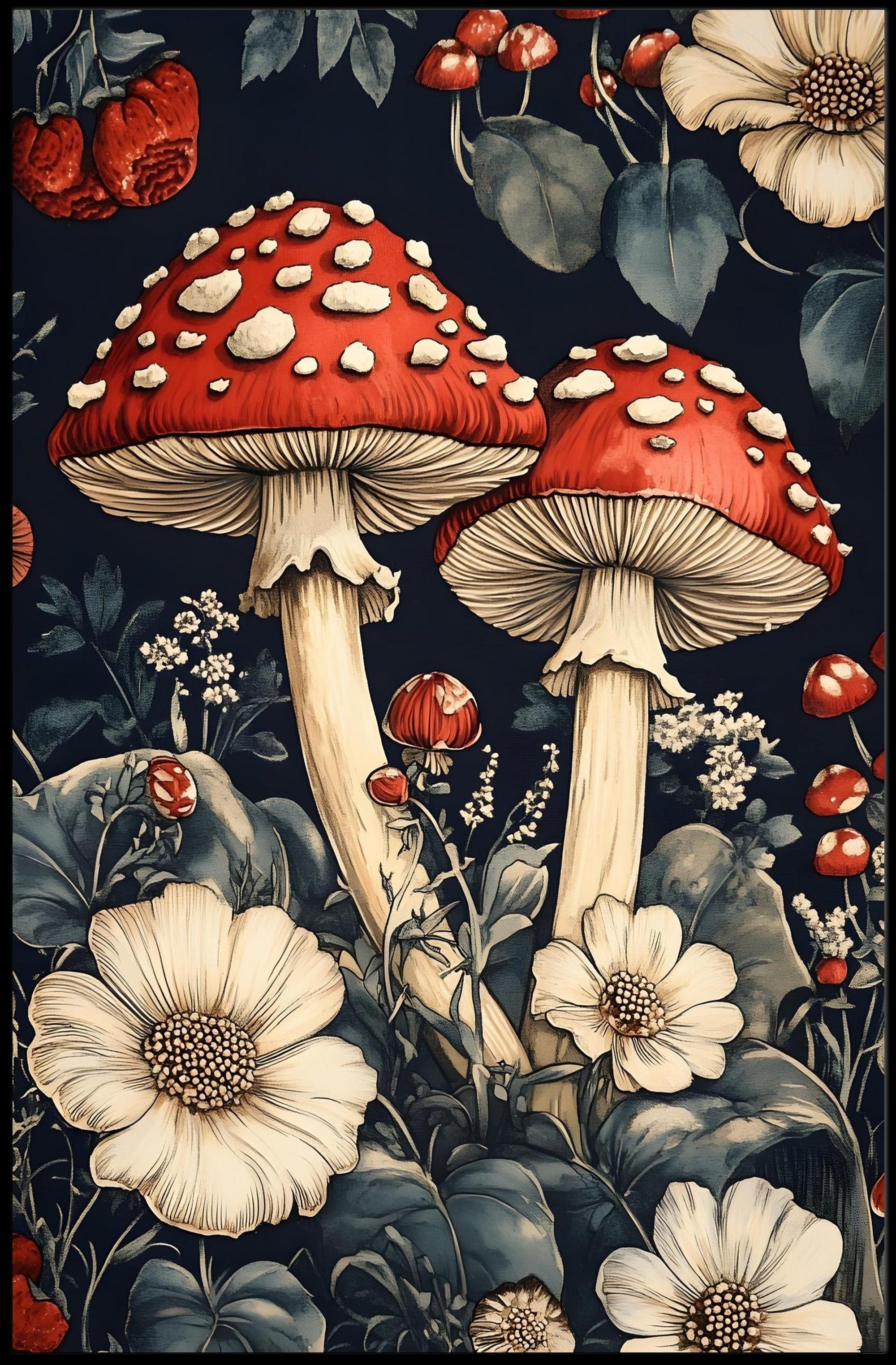 Enchanted Forest Mushrooms Wall Art Print