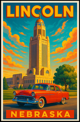 Lincoln Nebraska Cityscape Scenic Wanderlust Poster