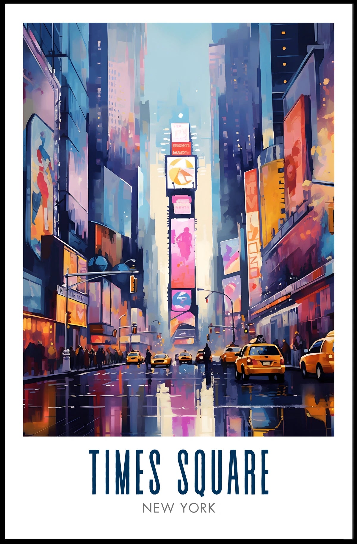Times Square Vibrant Urban Life Poster Modern Wall Art