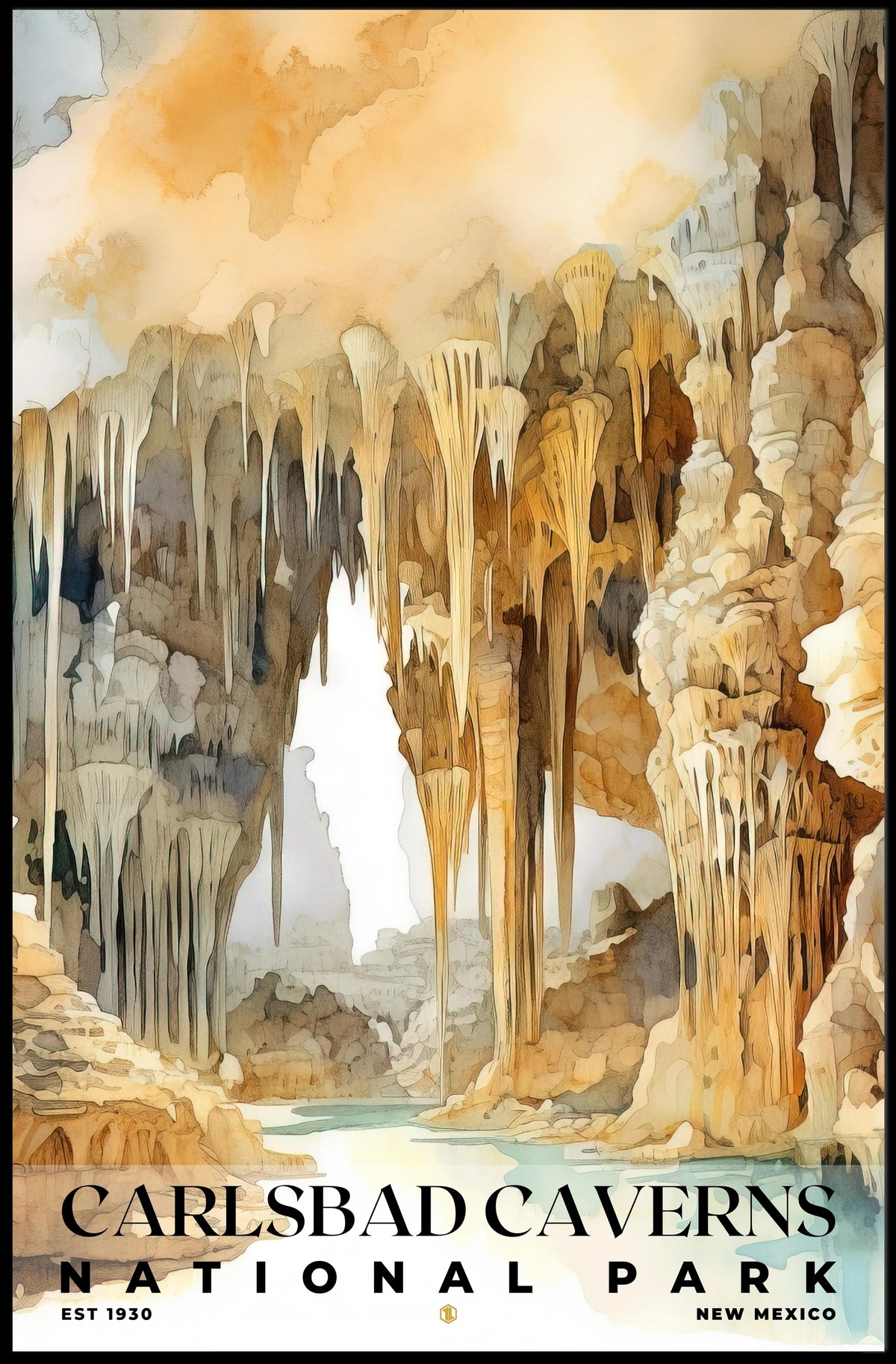 Carlsbad Caverns Watercolor Wall Art Poster