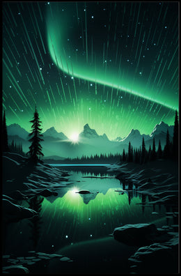 Aurora Over Tranquil Landscape Poster