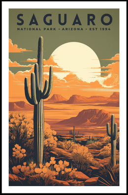 Saguaro National Park Desert Sunset Poster Print