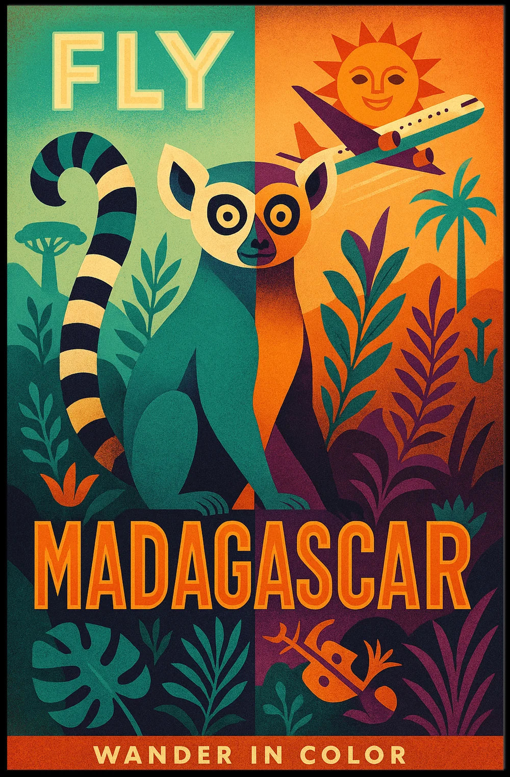 Fly Madagascar Wander in Color Travel Poster PosterGoat