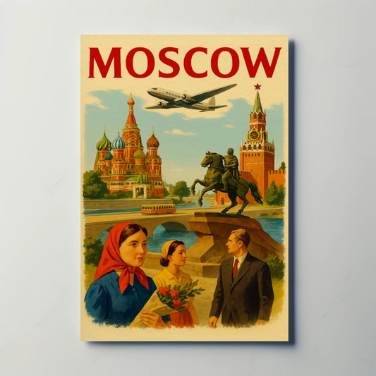 Moscow Russia Soviet Retro Travel Poster Poster
