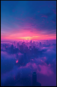 Futuristic Twilight Cityscape Urban or Cityscape Poster PosterGoat