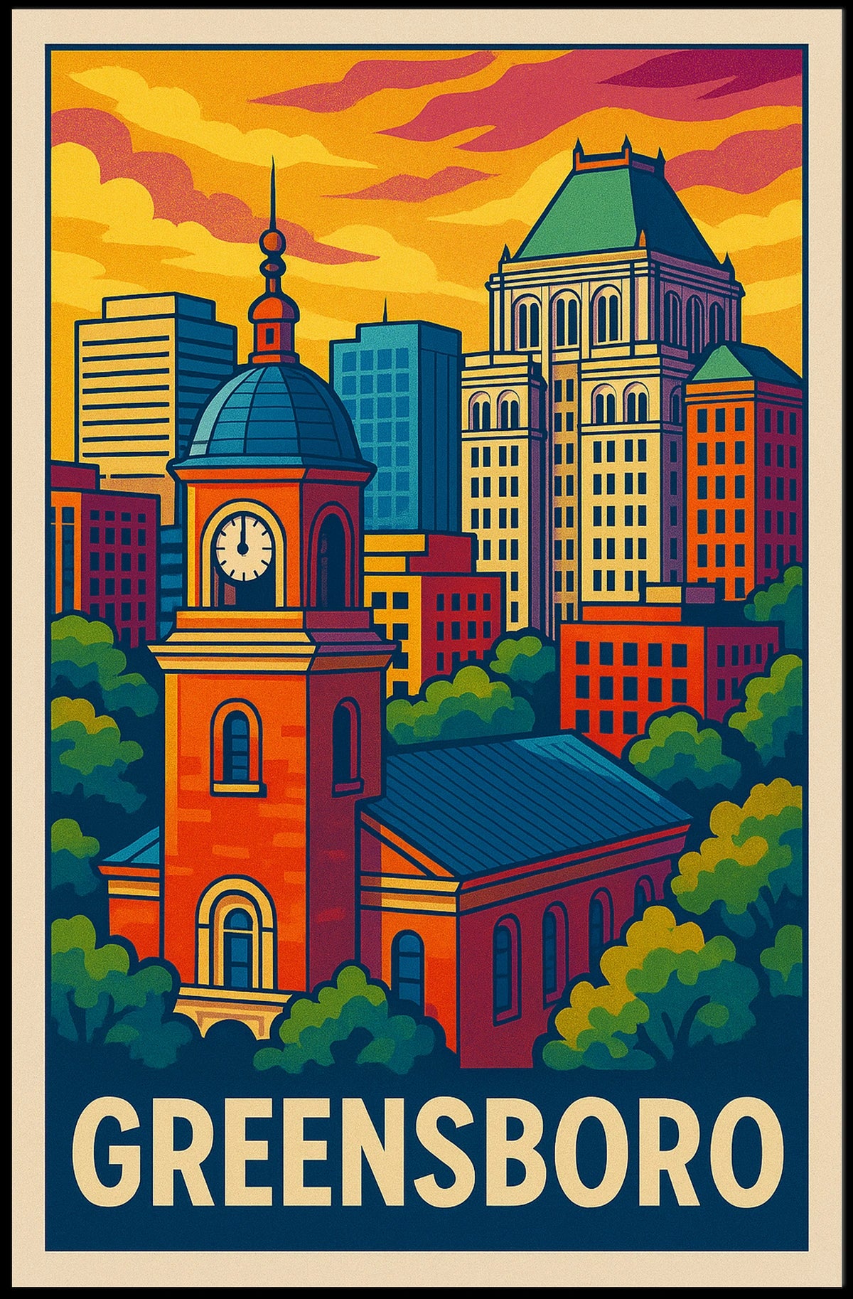 Greensboro Cityscape Poster