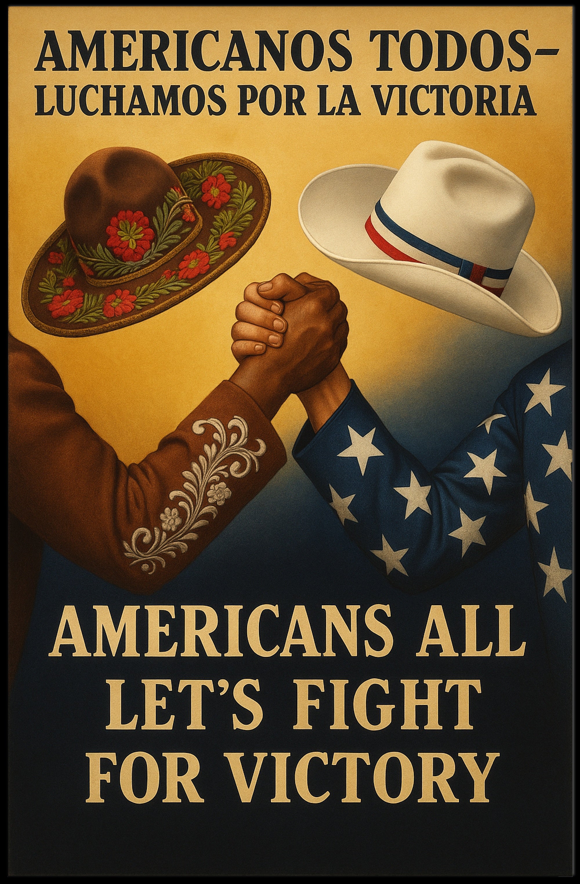 United We Stand Vintage WWII Propaganda Poster
