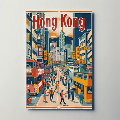 Hong Kong Busy Street Poster