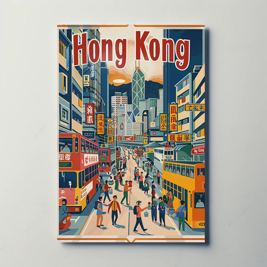 Hong Kong Busy Street Poster