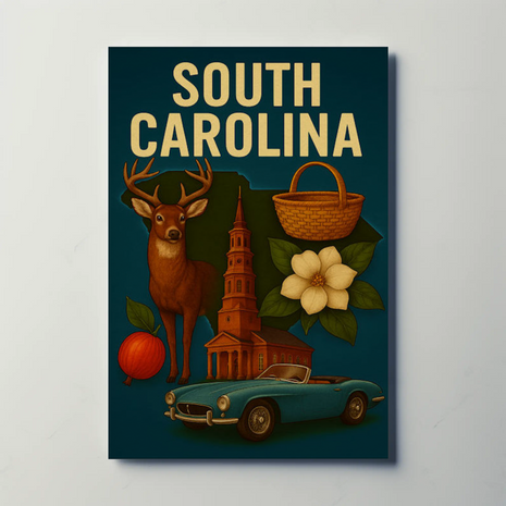 South Carolina Symbols And Landmarks Collage Travel Poster