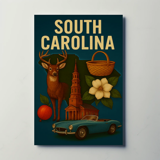 South Carolina Symbols And Landmarks Collage Travel Poster