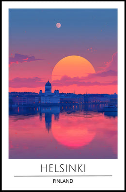 Helsinki Sunset Cityscape Poster Urban or Cityscape Poster