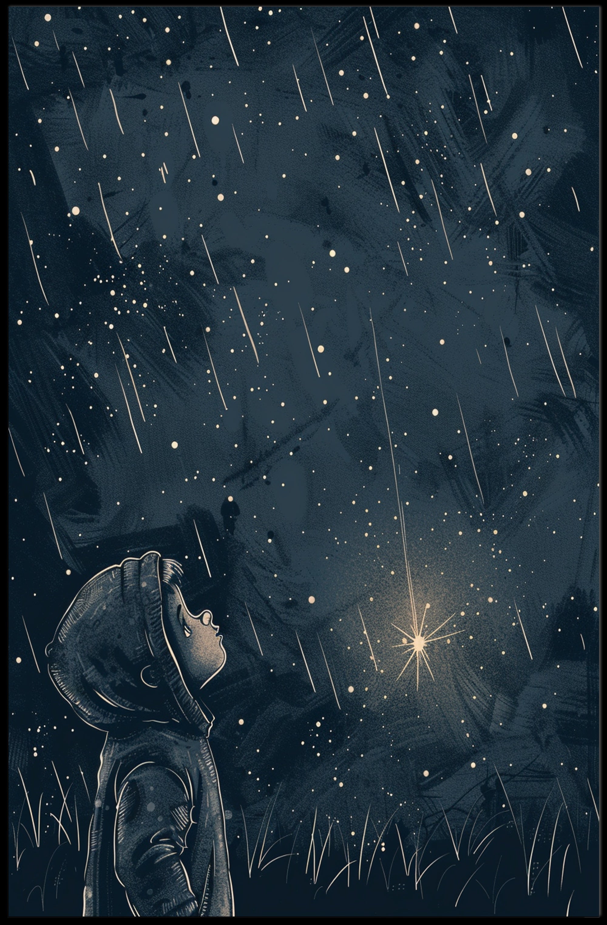 Starlit Dreams: Whimsical Night Sky Fantasy Poster PosterGoat