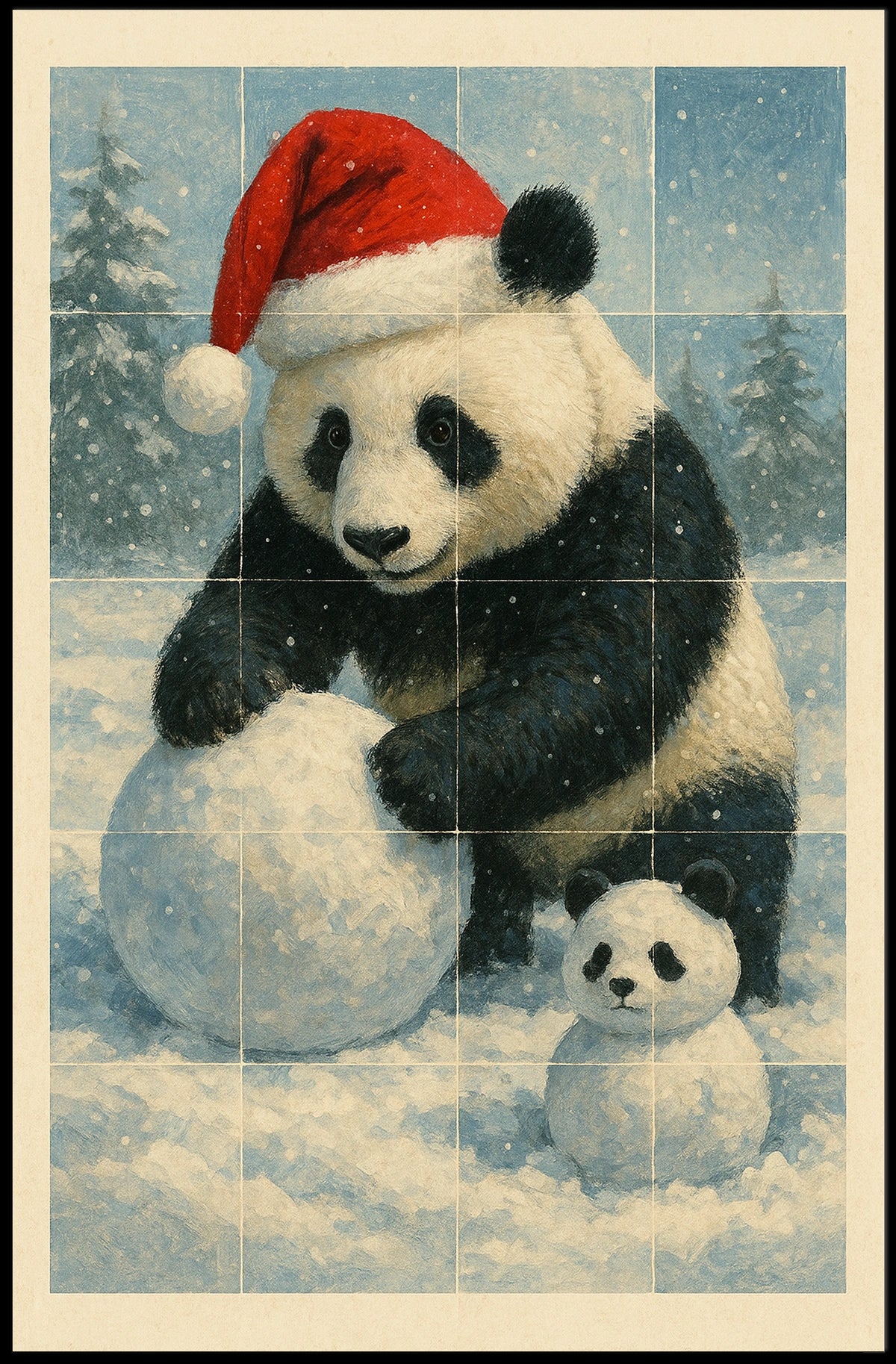 Festive Panda In Winter Wonderland Poster