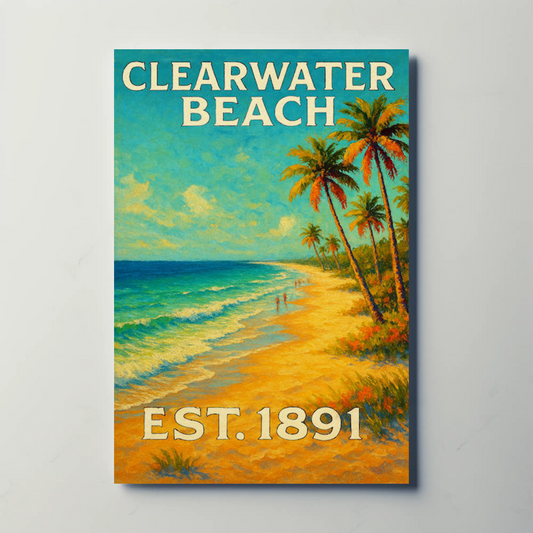 Clearwater Beach Florida Palm Coast Travel Poster