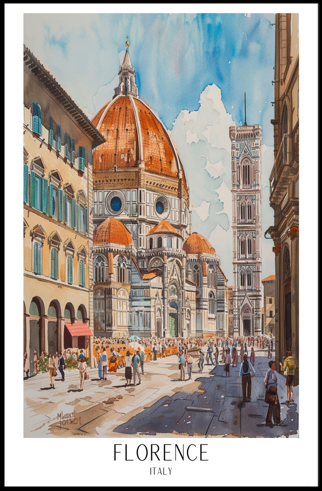 Florence Cathedral Watercolor Travel Poster