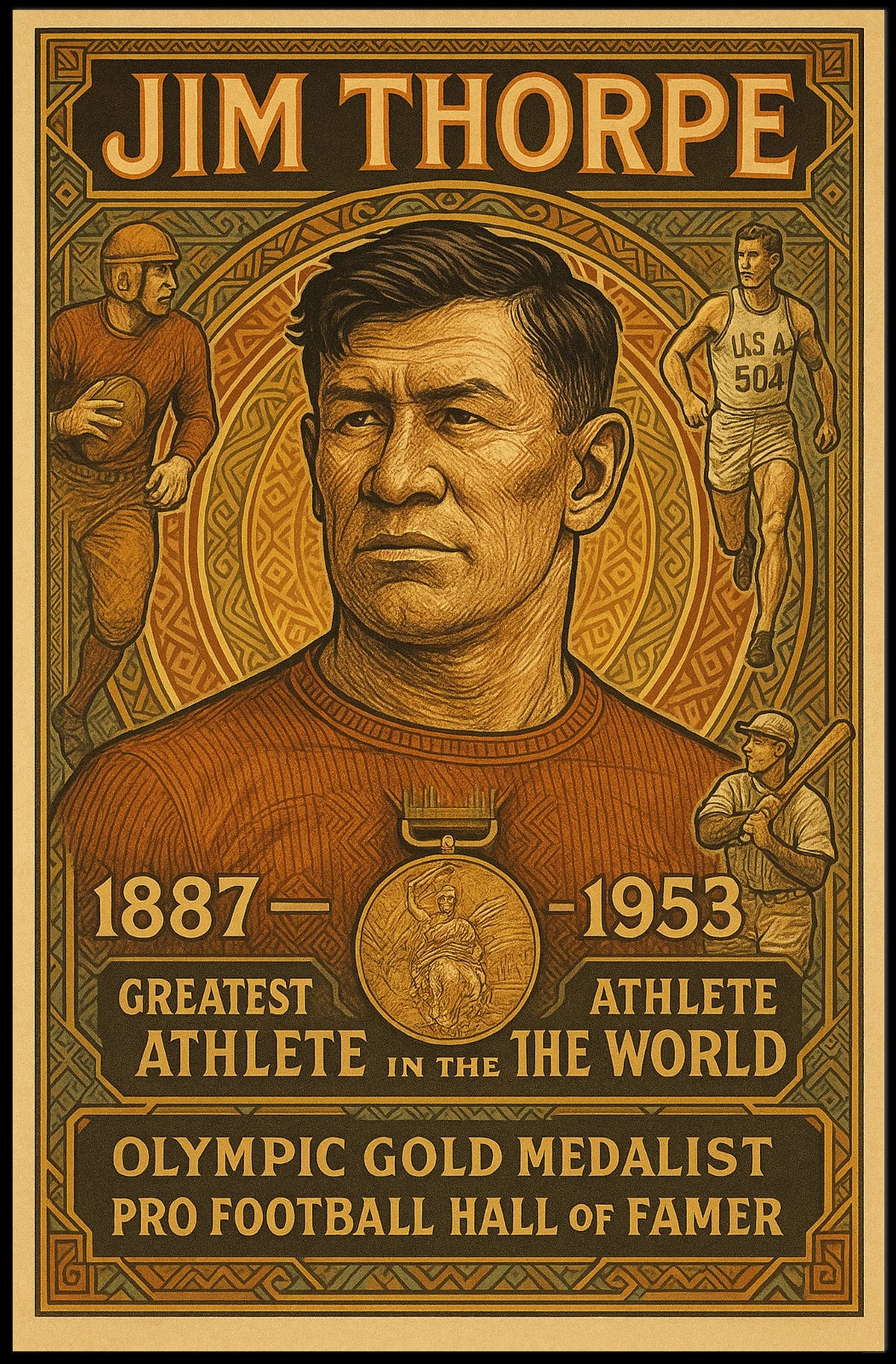 Celebrating Jim Thorpe Legendary Athlete Poster