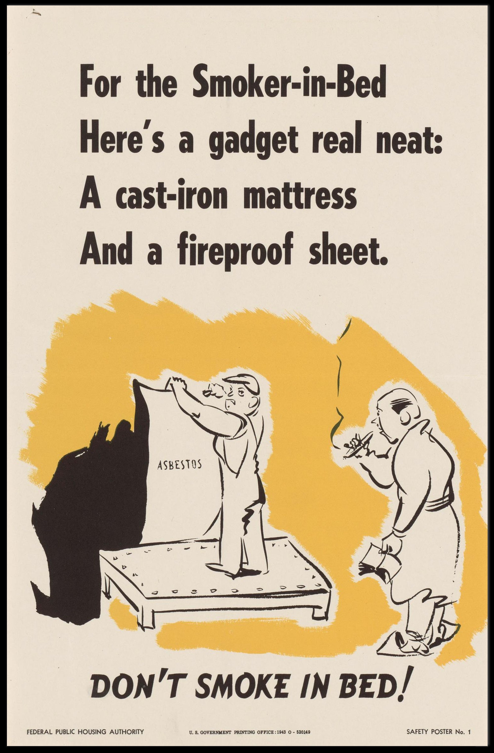 Don't Smoke in Bed Safety Poster PosterGoat