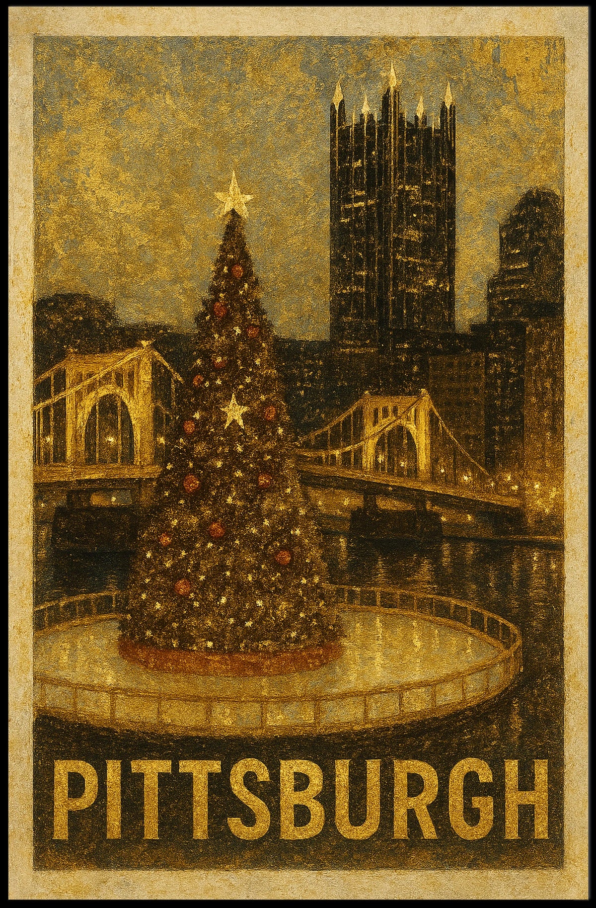 Pittsburgh Holiday Scene Poster