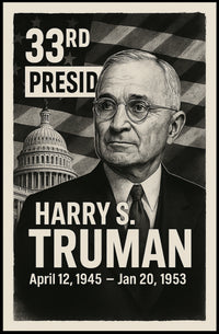 Harry S. Truman 33rd President of the United States Digital Montaje Poster