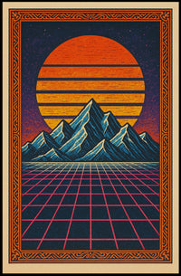 Retro-Futuristic Surreal Landscape Futuristic Sci-Fi Poster