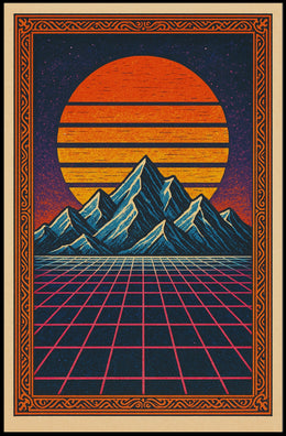 Retro-Futuristic Surreal Landscape Futuristic Sci-Fi Poster