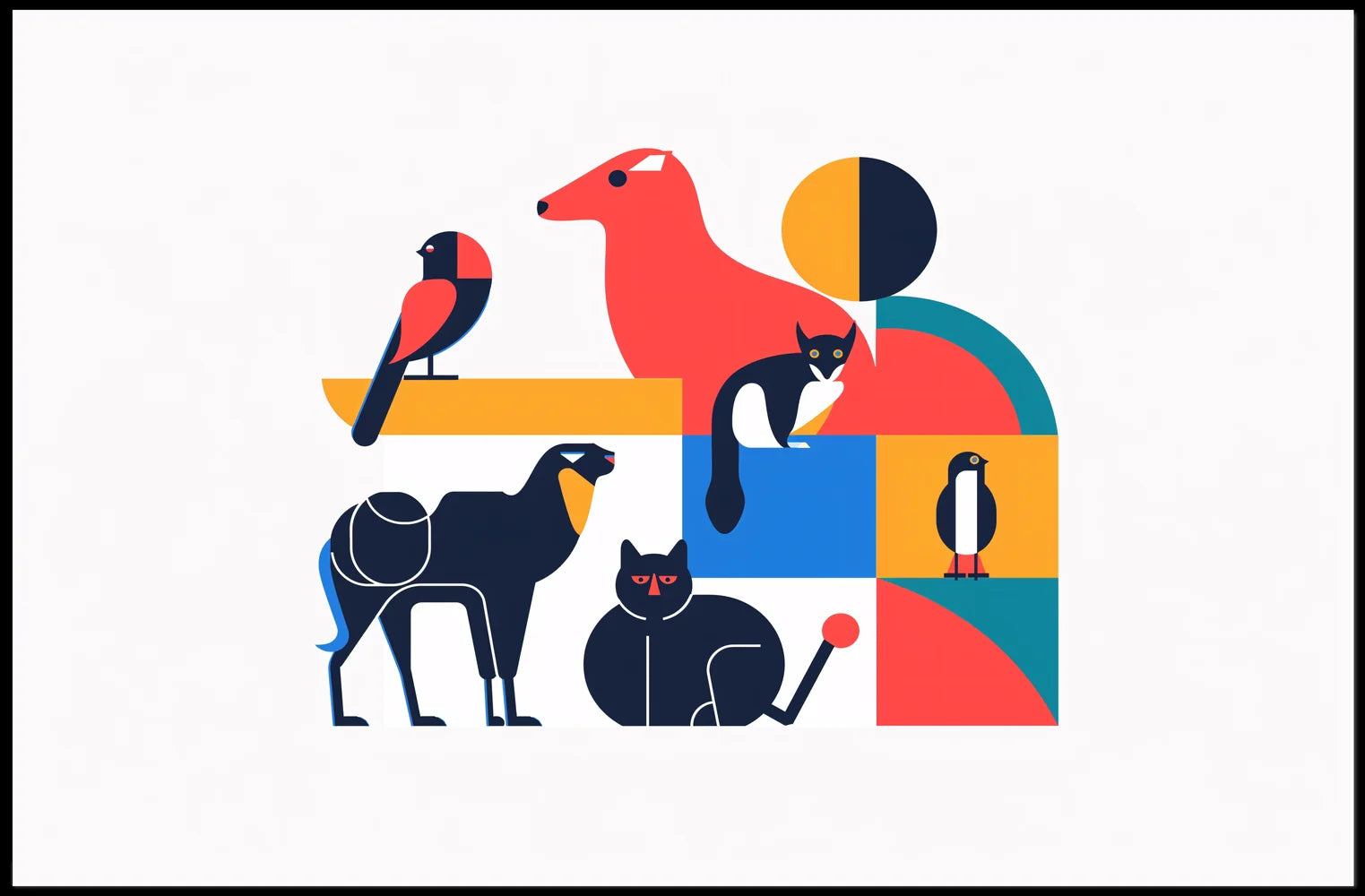 Stylized Geometric Animal Art Poster for Walls