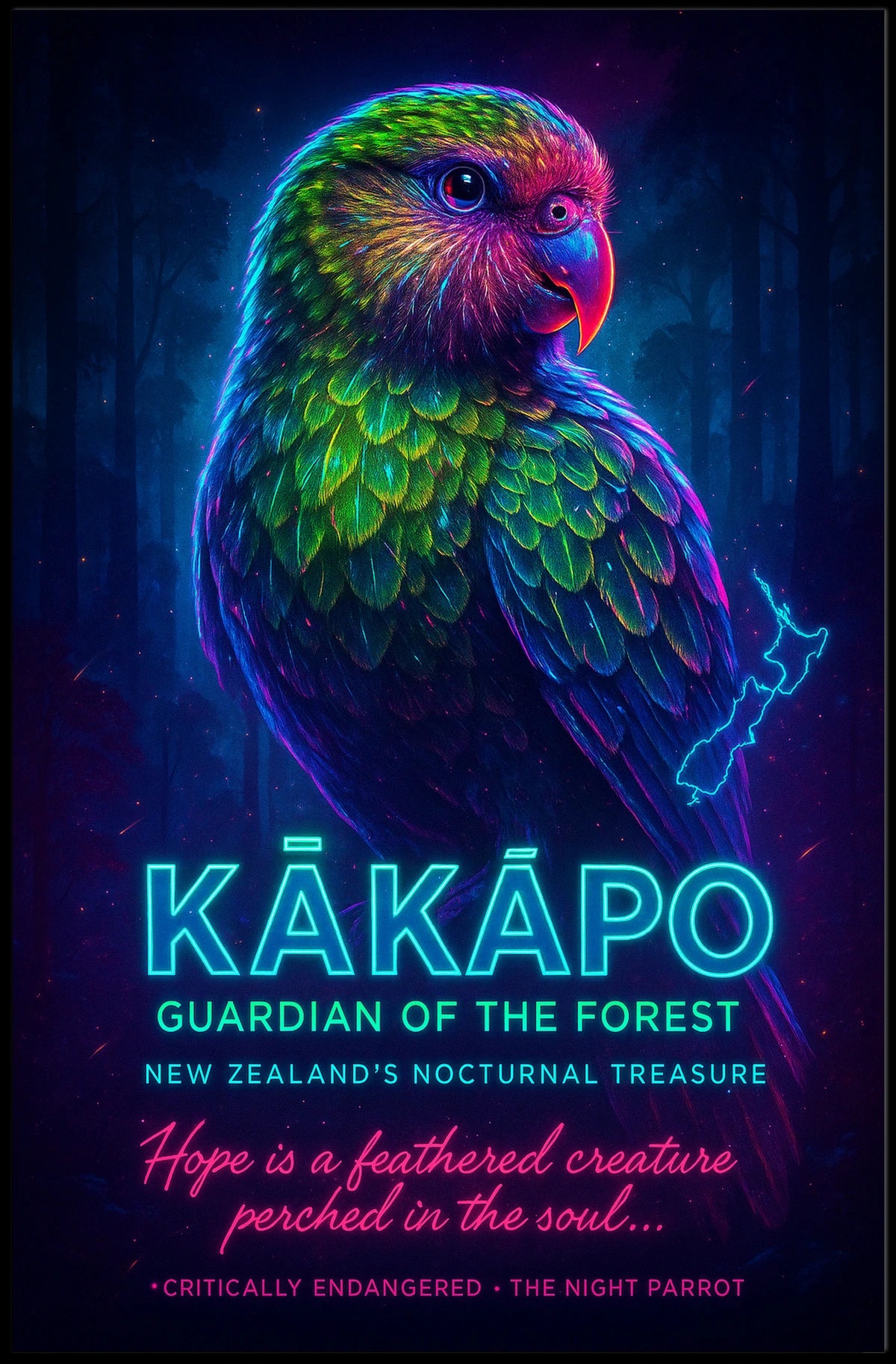 Kākāpō Guardian of the Forest Poster