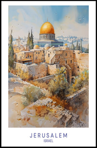 Jerusalem Architectural Watercolor Art Travel Poster PosterGoat