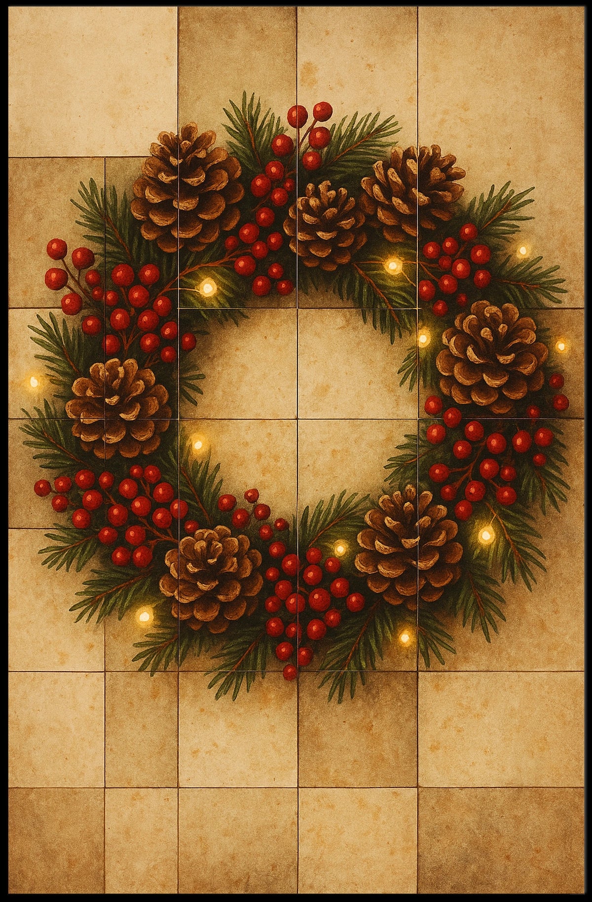 Festive Holiday Wreath Poster