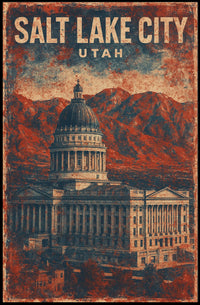 Utah State Capitol Vintage Travel Patriotic Poster