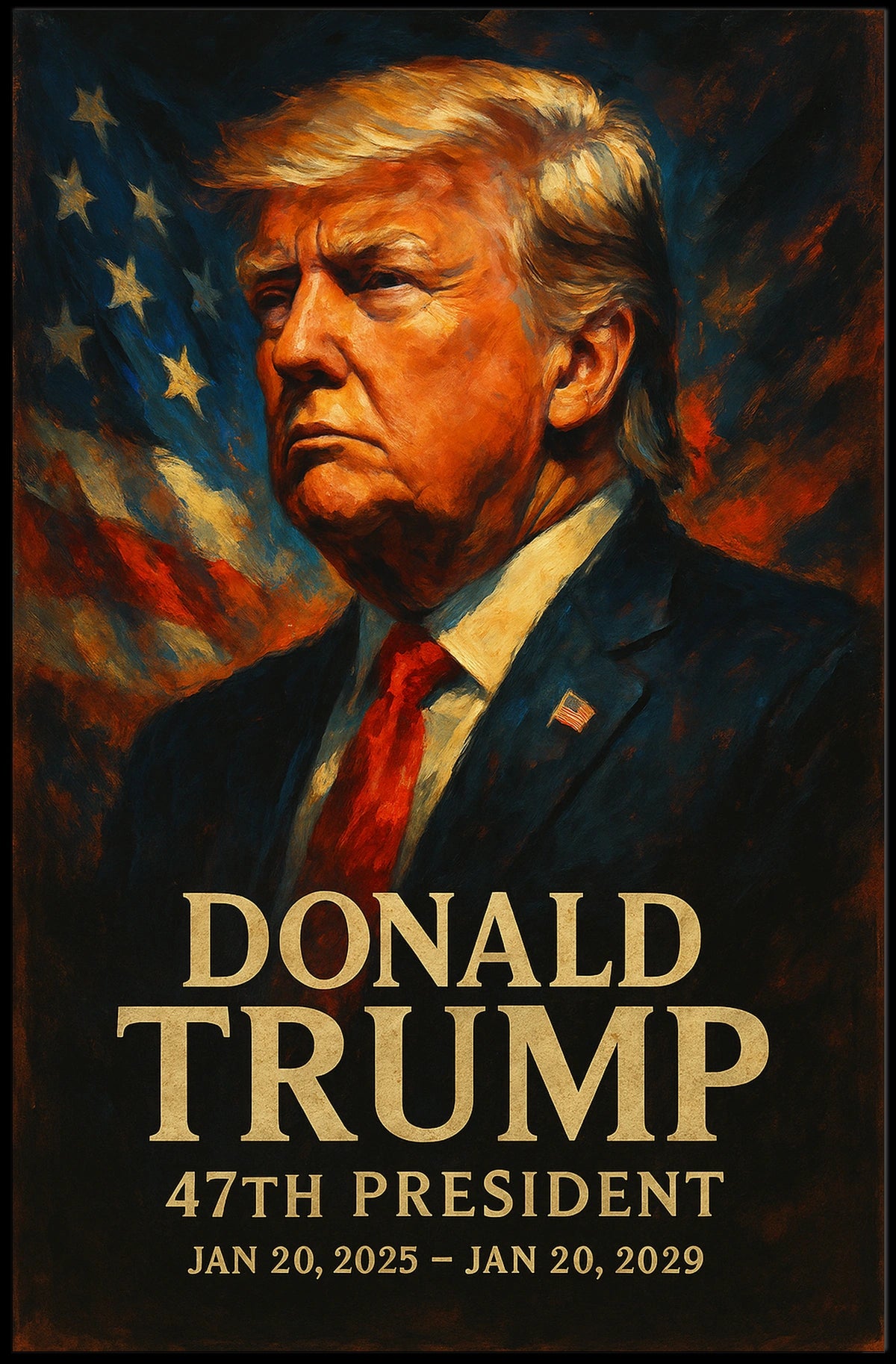 Donald Trump Vision Resilience Renaissance Oil Painting Patriot Leadership American Flag Poster