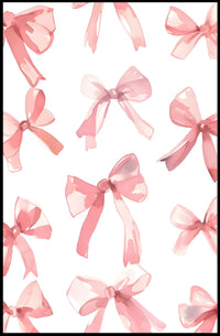 Delicate Pink Bows Watercolor – Abstract or Artistic Poster PosterGoat