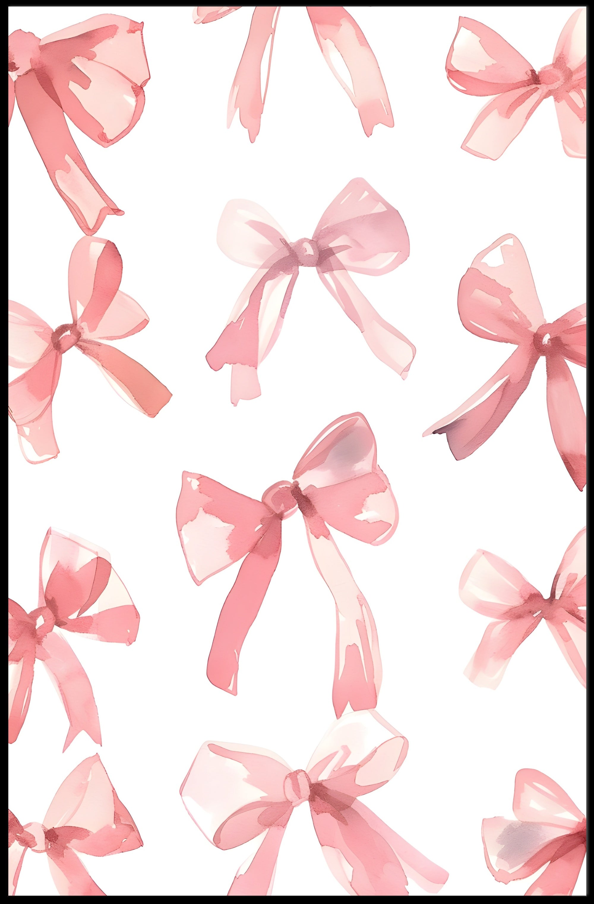 Delicate Pink Bows Watercolor – Abstract or Artistic Poster PosterGoat