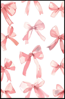 Delicate Pink Bows Watercolor – Abstract or Artistic Poster PosterGoat