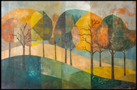 Abstract Seasonal Forest Landscape Geometric Art Poster
