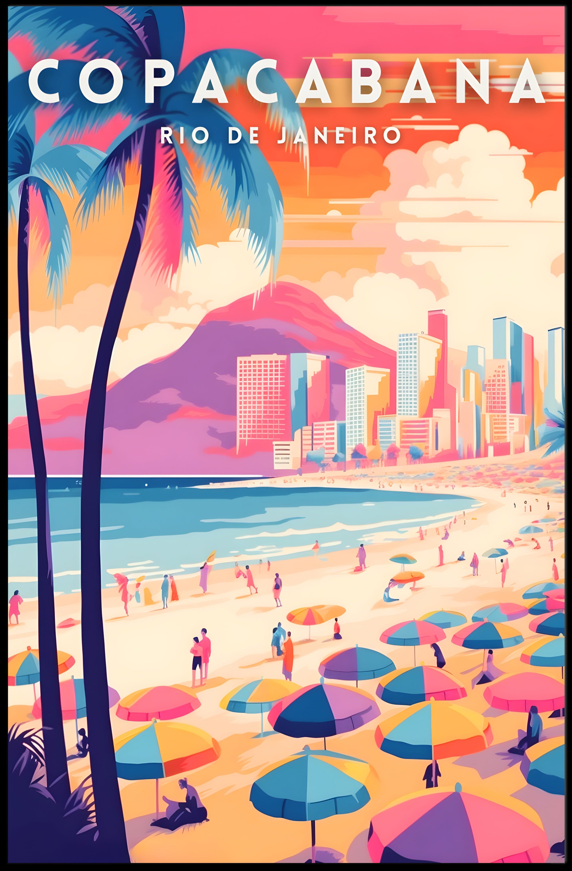 Copacabana Beach Rio de Janeiro Travel Poster