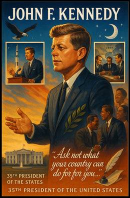 John F. Kennedy Vintage Patriotic Leadership Poster