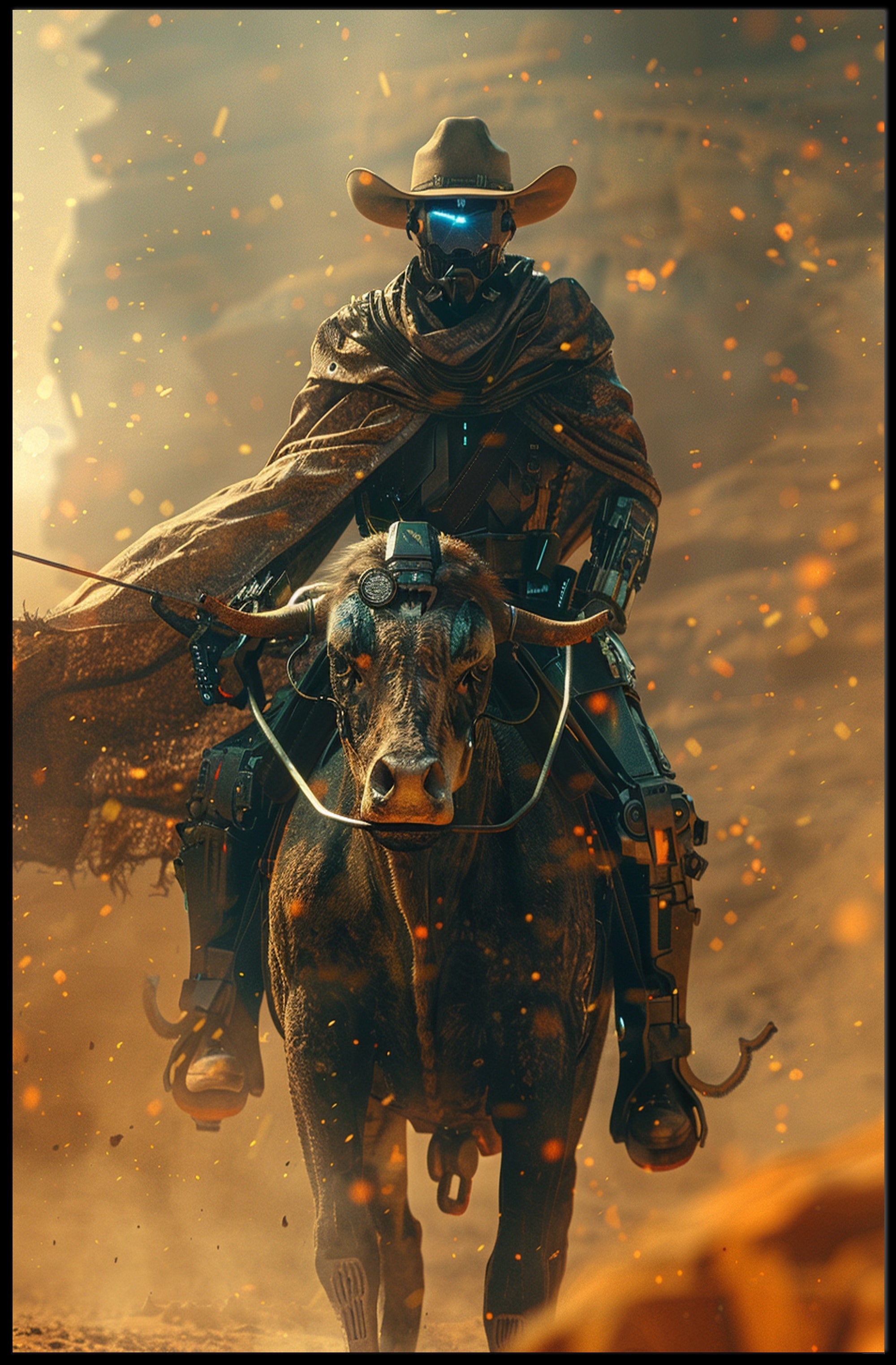 Futuristic Wild West Steampunk Adventure Art Poster PosterGoat