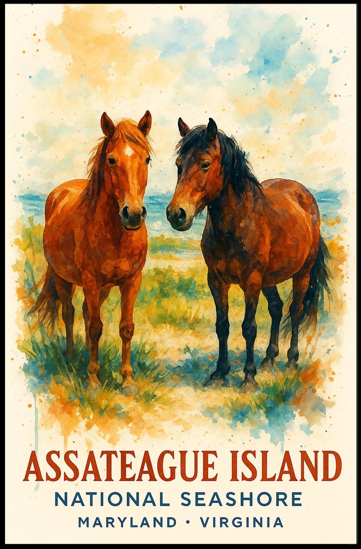 Assateague Island Wild Horses National Park Poster