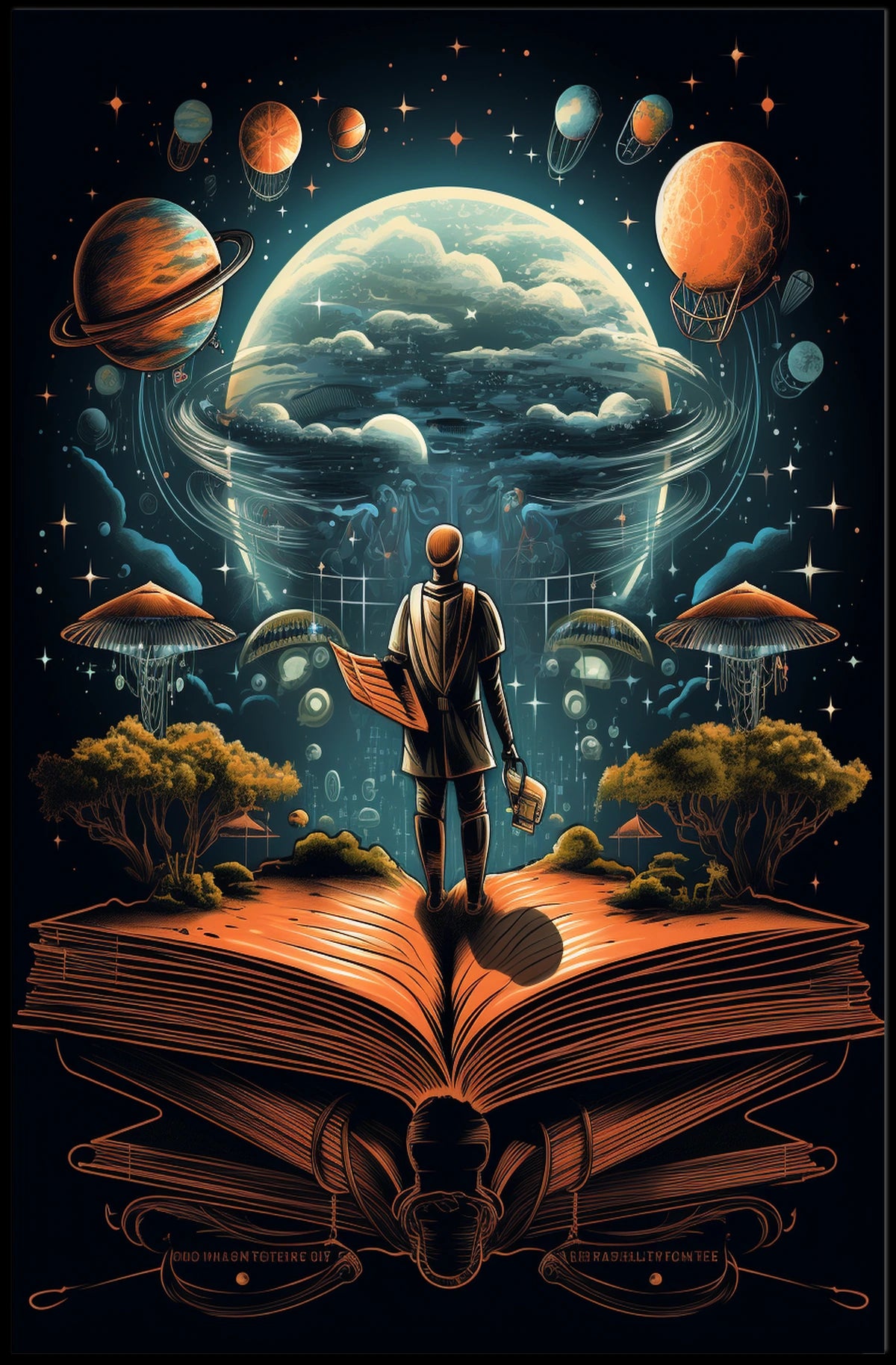 Cosmic Journey Through Knowledge Poster