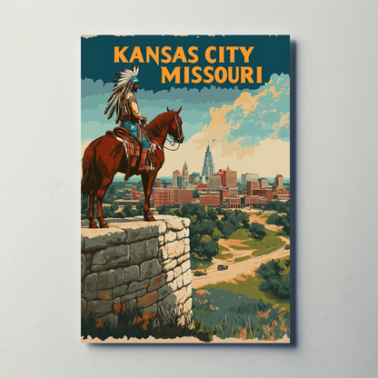 Kansas City Skyline Vintage Travel Poster