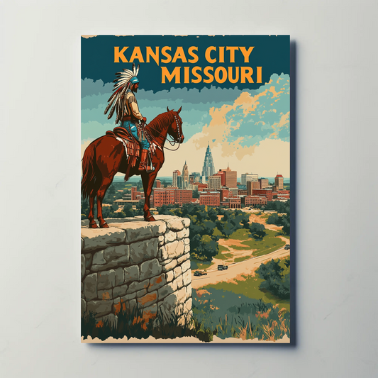 Kansas City Skyline Vintage Travel Poster