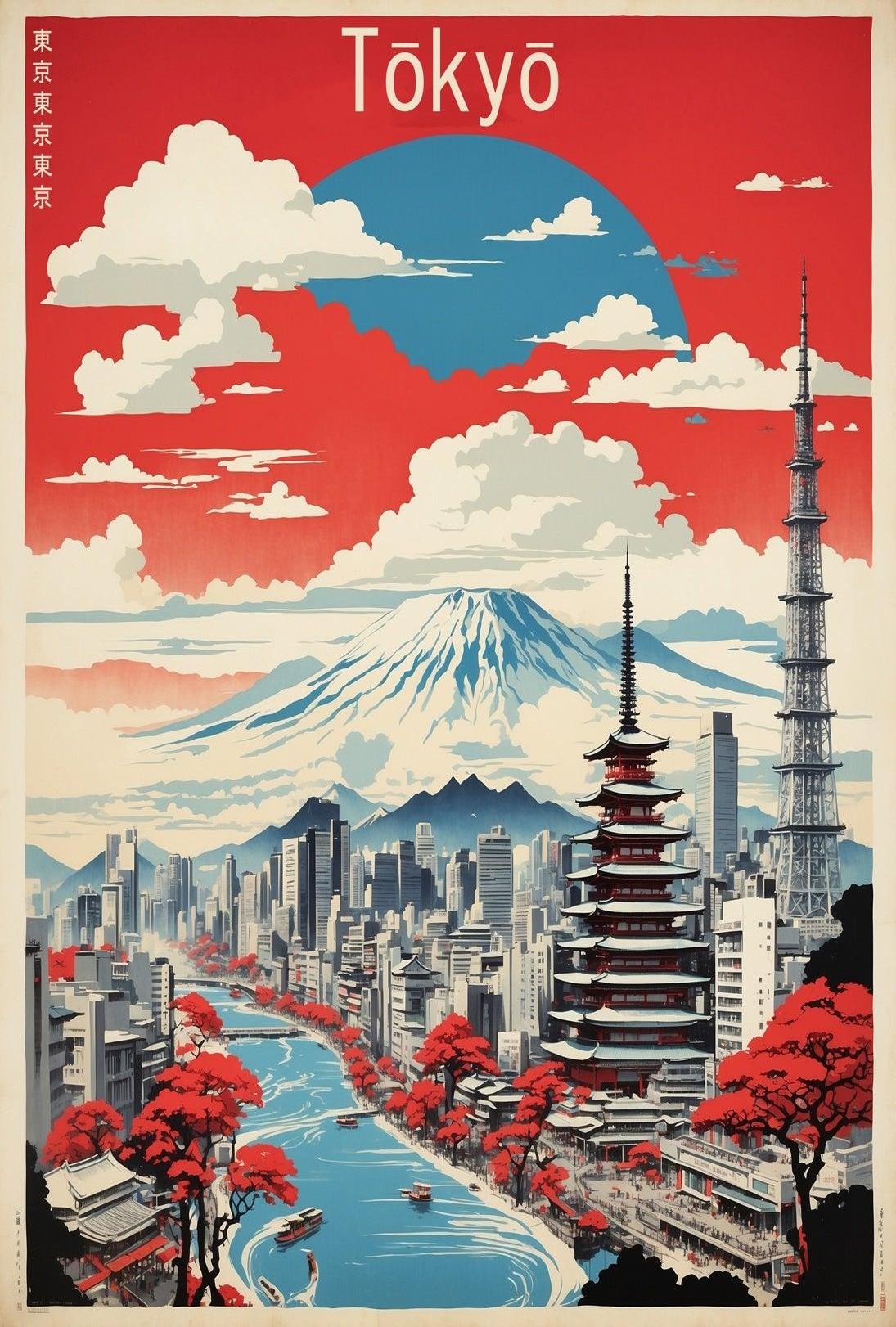 Tokyo Tradition Meets Modernity Travel Poster