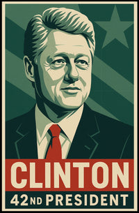 Clinton Cityscape 42nd President Wanderlust Poster
