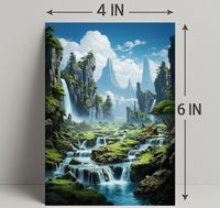 Serene Waterfall Landscape Poster