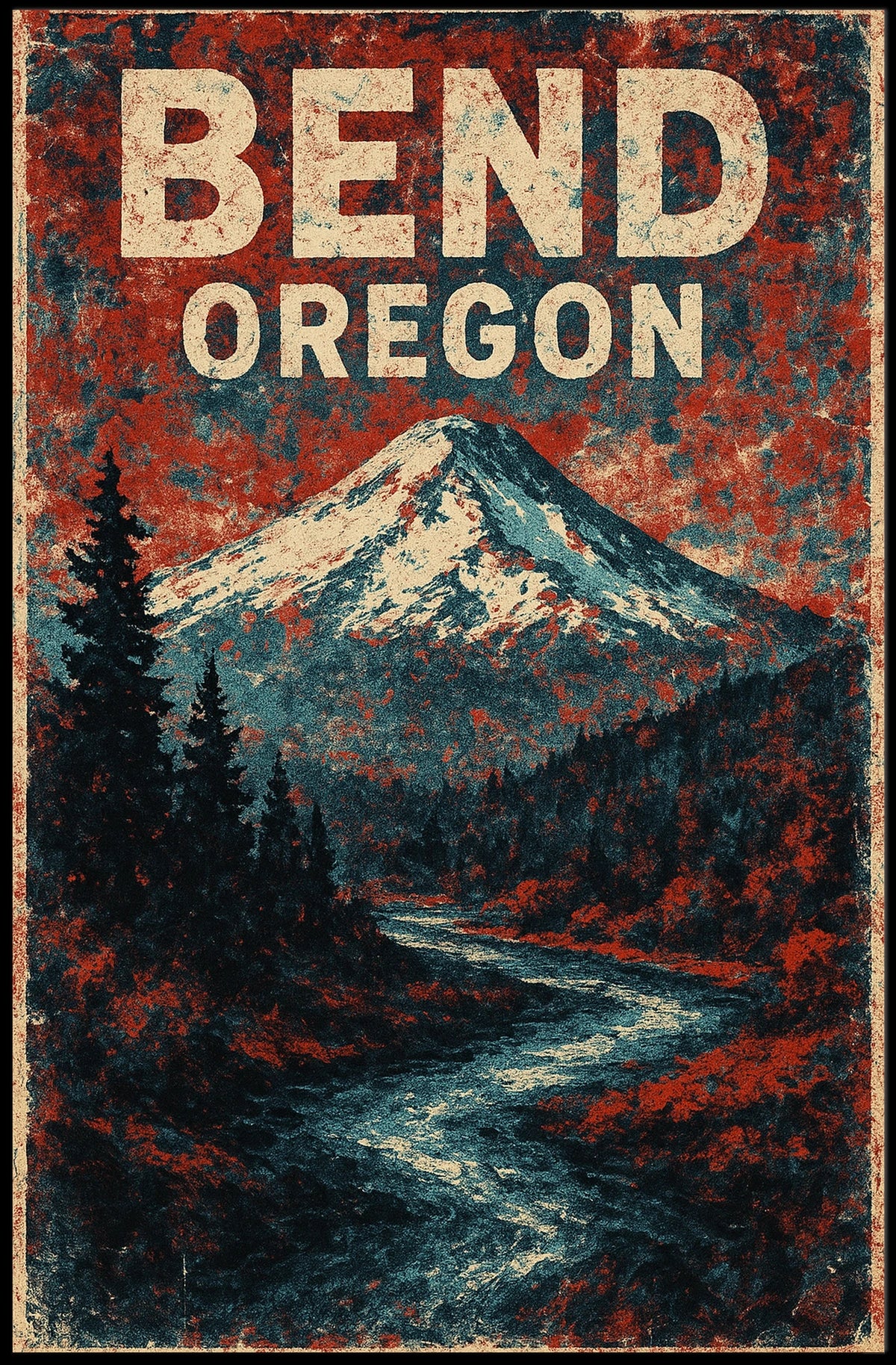 Bend Oregon Scenic Wanderlust Photography Realism Poster